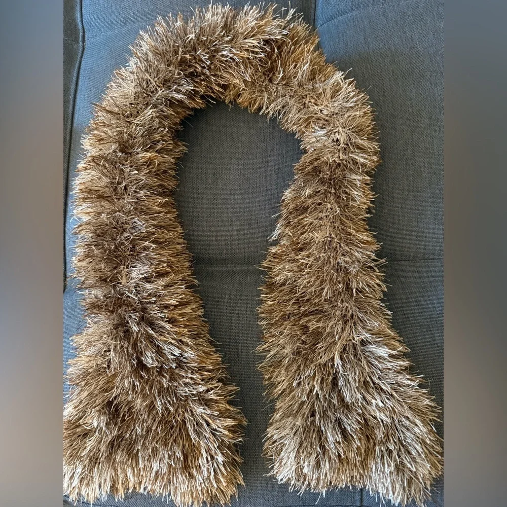 NWOT Fluffy Long Oblong Scarf in Brown & Tan.